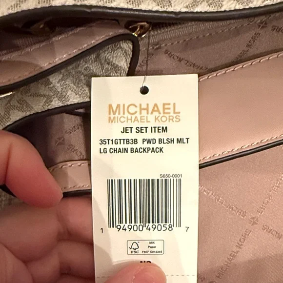 Michael Kors Blush and Cream Jet Set Logo Backpack NWT - Picture 4 of 4